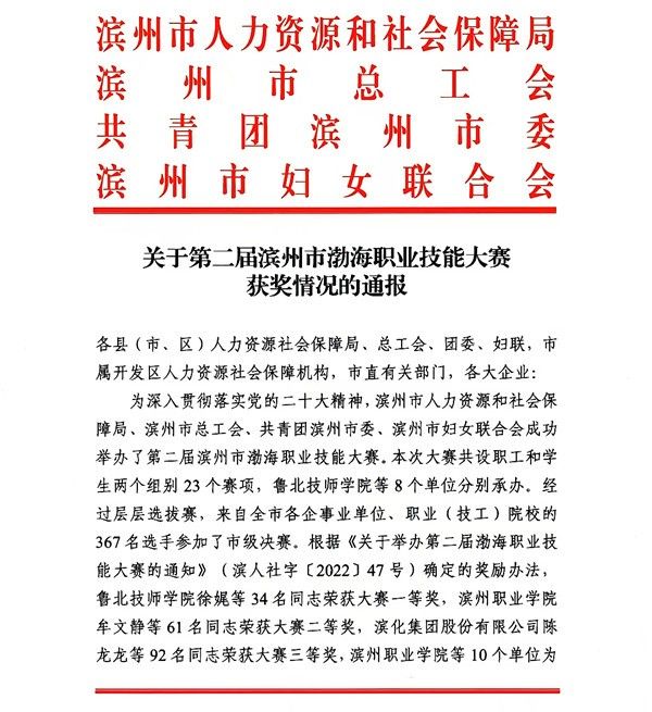 公司师生在第二届渤海职业技能大赛获奖